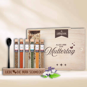 Gewürz-Geschenkset Alles Liebe zum Muttertag in edler Holzbox